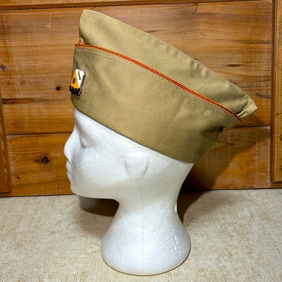 1952 Korean War Army Tan Khaki Garrison Cover cap With Mobile Repair Pin - Picture 3 of 9